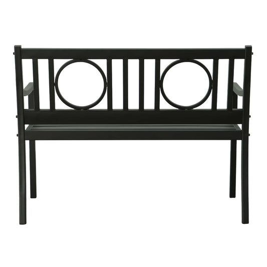 45" Black Metal Geometric Back Garden Patio Bench HomeRoots
