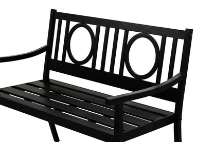 45" Black Metal Geometric Back Garden Patio Bench HomeRoots