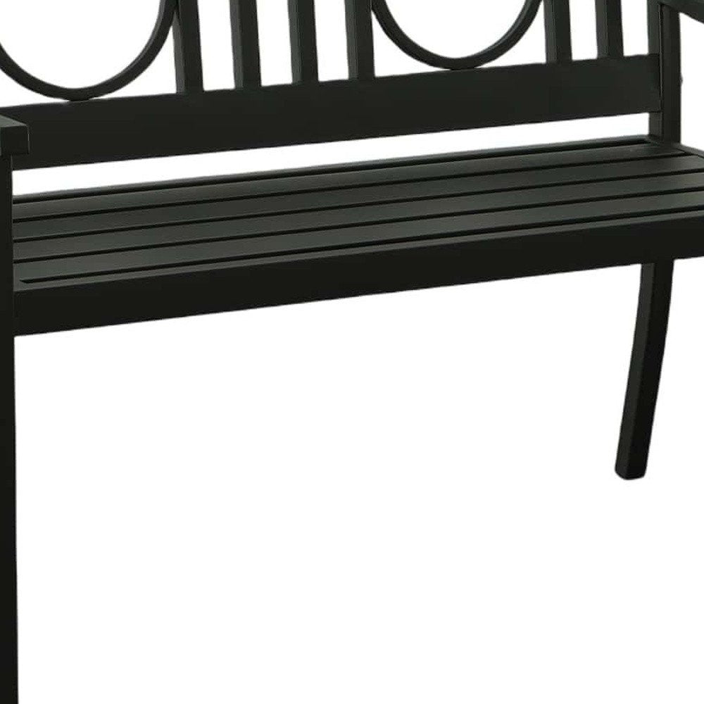 45" Black Metal Geometric Back Garden Patio Bench HomeRoots