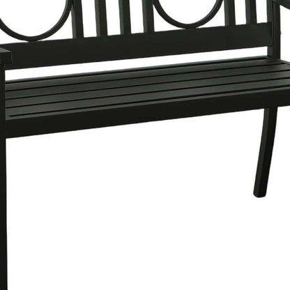 45" Black Metal Geometric Back Garden Patio Bench HomeRoots