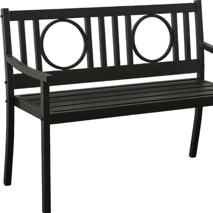 45" Black Metal Geometric Back Garden Patio Bench HomeRoots