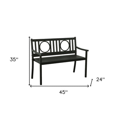 45" Black Metal Geometric Back Garden Patio Bench HomeRoots