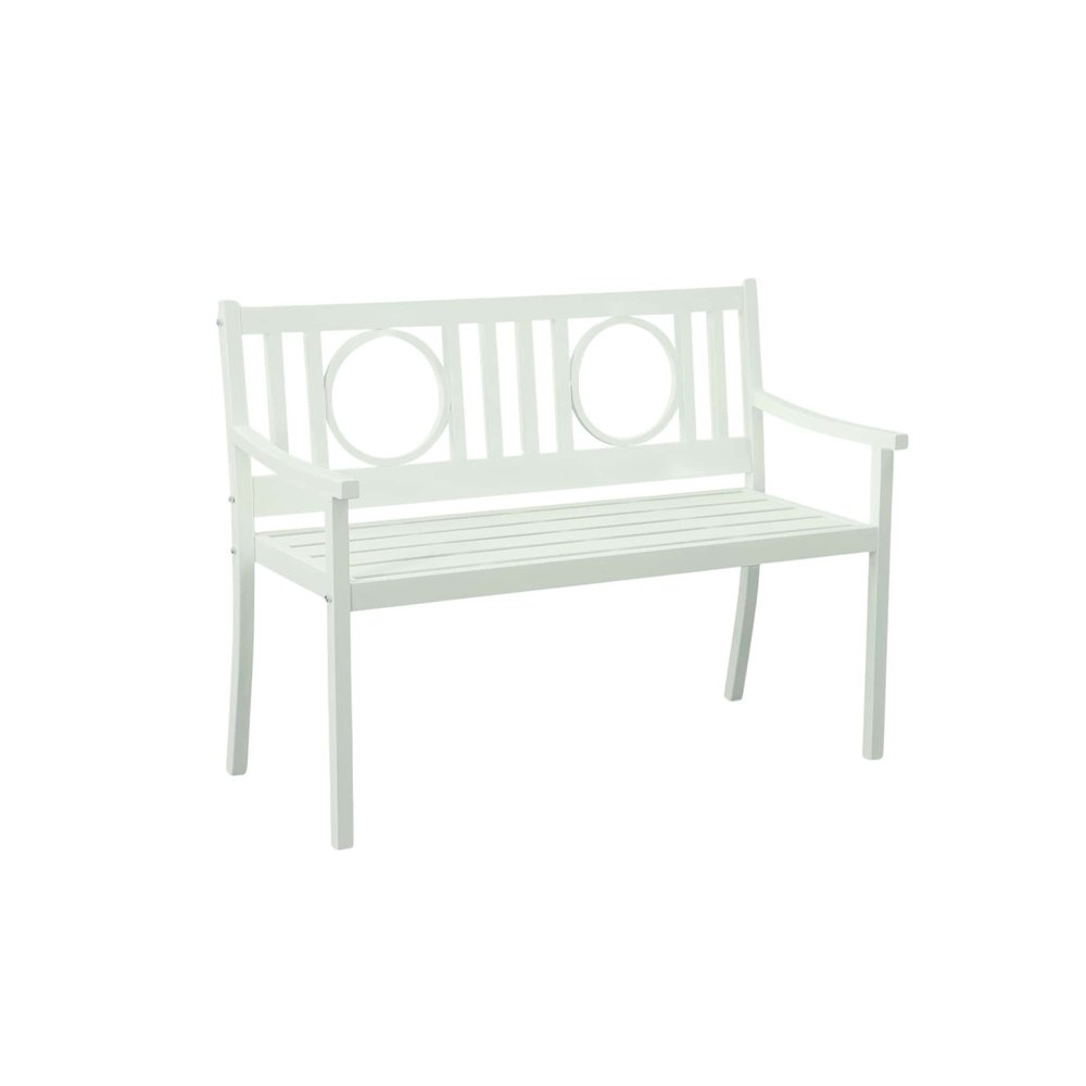 45" White Metal Garden Patio Bench HomeRoots