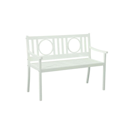 45" White Metal Garden Patio Bench HomeRoots