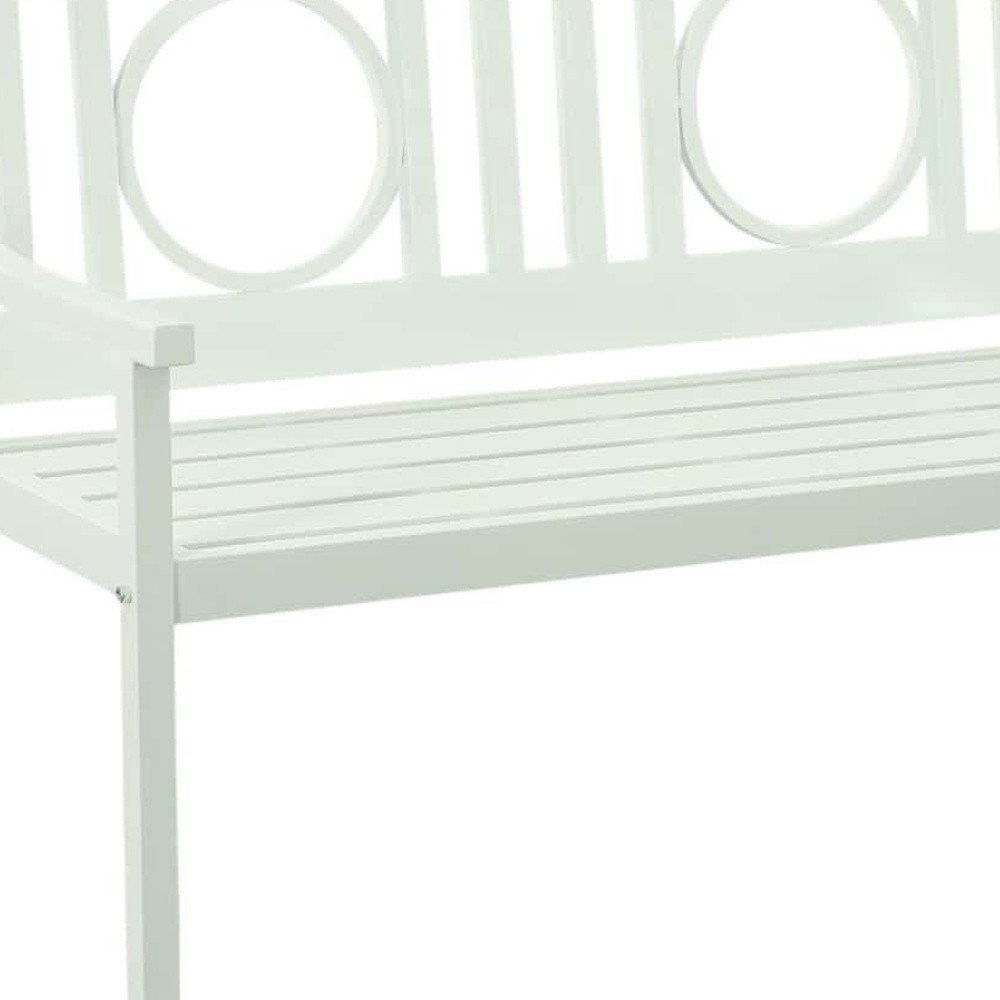 45" White Metal Garden Patio Bench HomeRoots