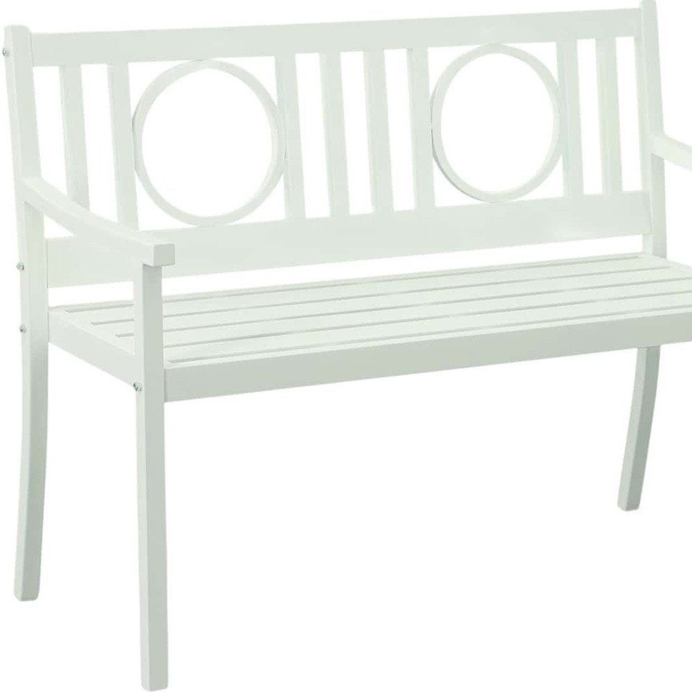 45" White Metal Garden Patio Bench HomeRoots