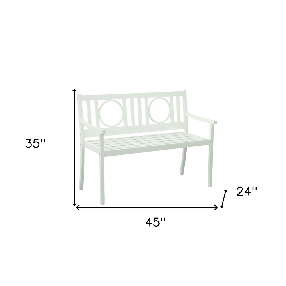45" White Metal Garden Patio Bench HomeRoots