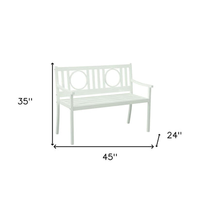 45" White Metal Garden Patio Bench HomeRoots