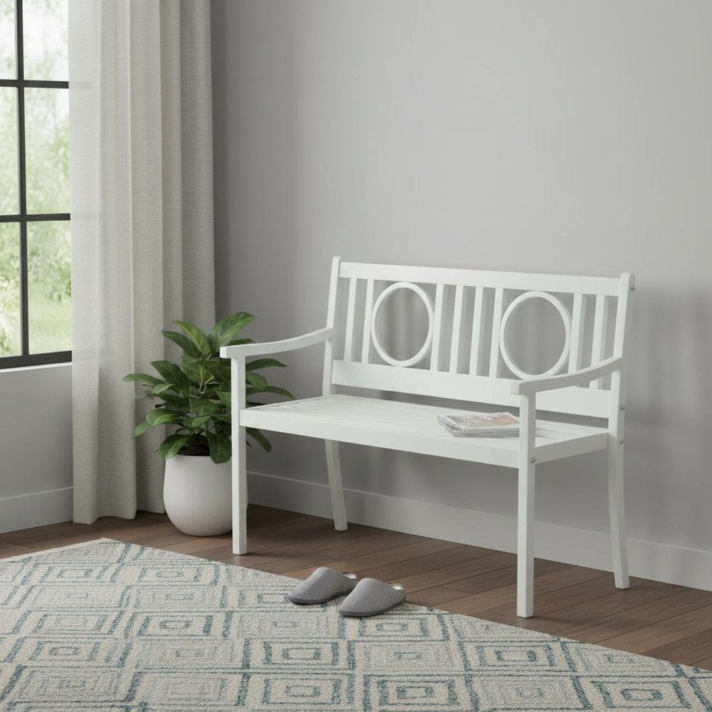45" White Metal Garden Patio Bench HomeRoots
