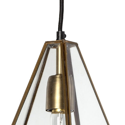 Clear And Gold Single Metal Dimmable Ceiling Light With Clear Shades HomeRoots