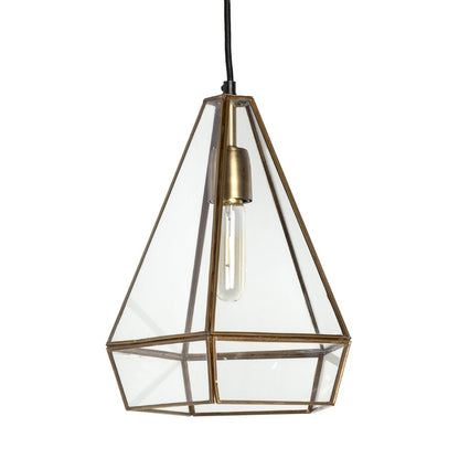 Clear And Gold Single Metal Dimmable Ceiling Light With Clear Shades HomeRoots