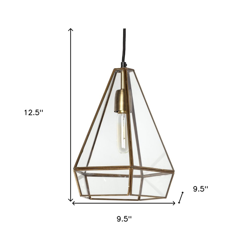 Clear And Gold Single Metal Dimmable Ceiling Light With Clear Shades — view 4