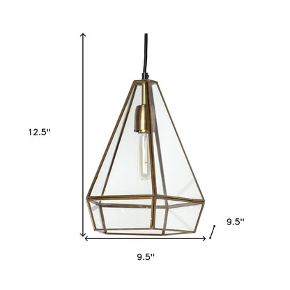 Clear And Gold Single Metal Dimmable Ceiling Light With Clear Shades HomeRoots
