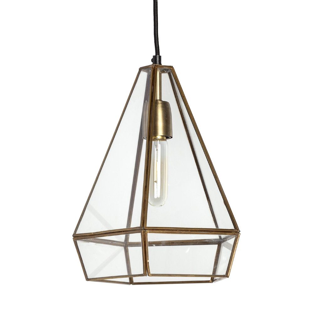 Clear And Gold Single Metal Dimmable Ceiling Light With Clear Shades — view 6
