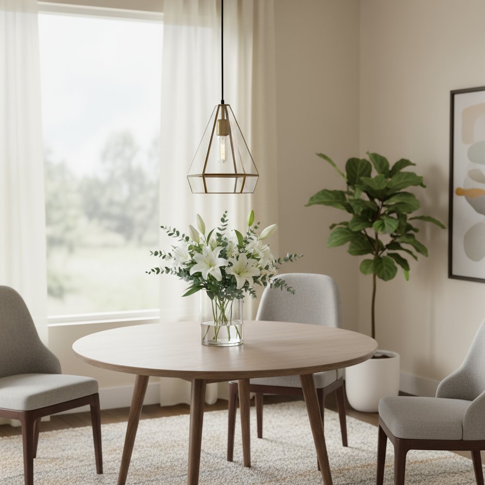 Clear And Gold Single Metal Dimmable Ceiling Light With Clear Shades HomeRoots