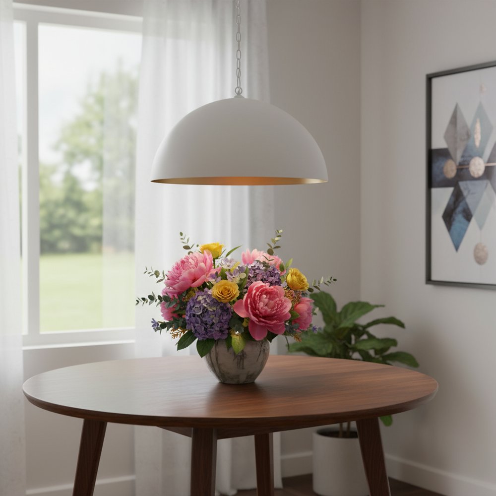 White Single Metal Dimmable Ceiling Light With White Shades — view 5