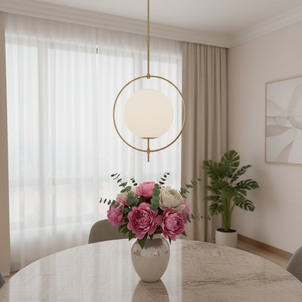 White Single Metal Dimmable Ceiling Light With White Shades — view 5