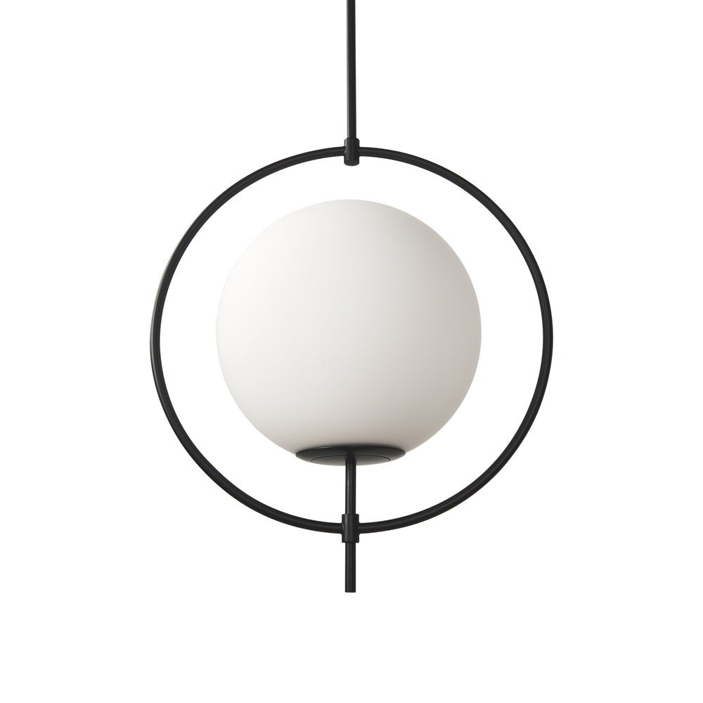 Black And White Single Metal Dimmable Ceiling Light With White Shades — view 1