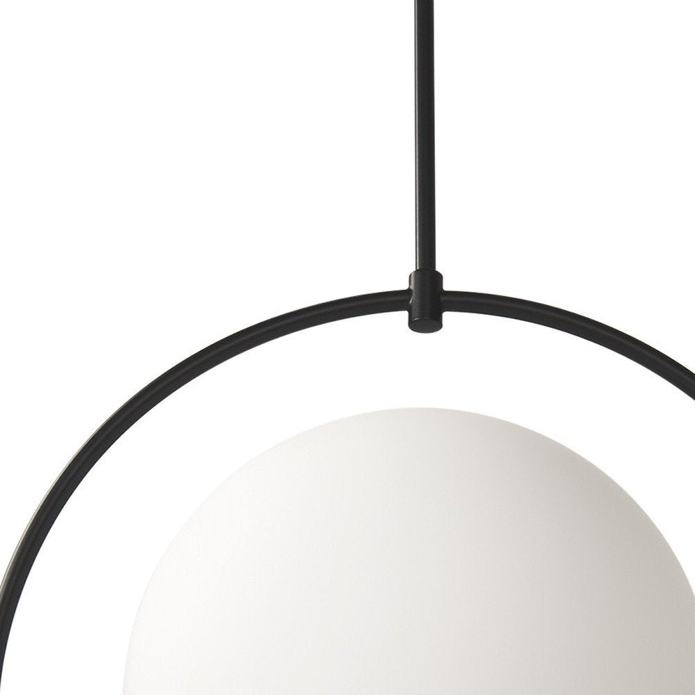 Black And White Single Metal Dimmable Ceiling Light With White Shades — view 2