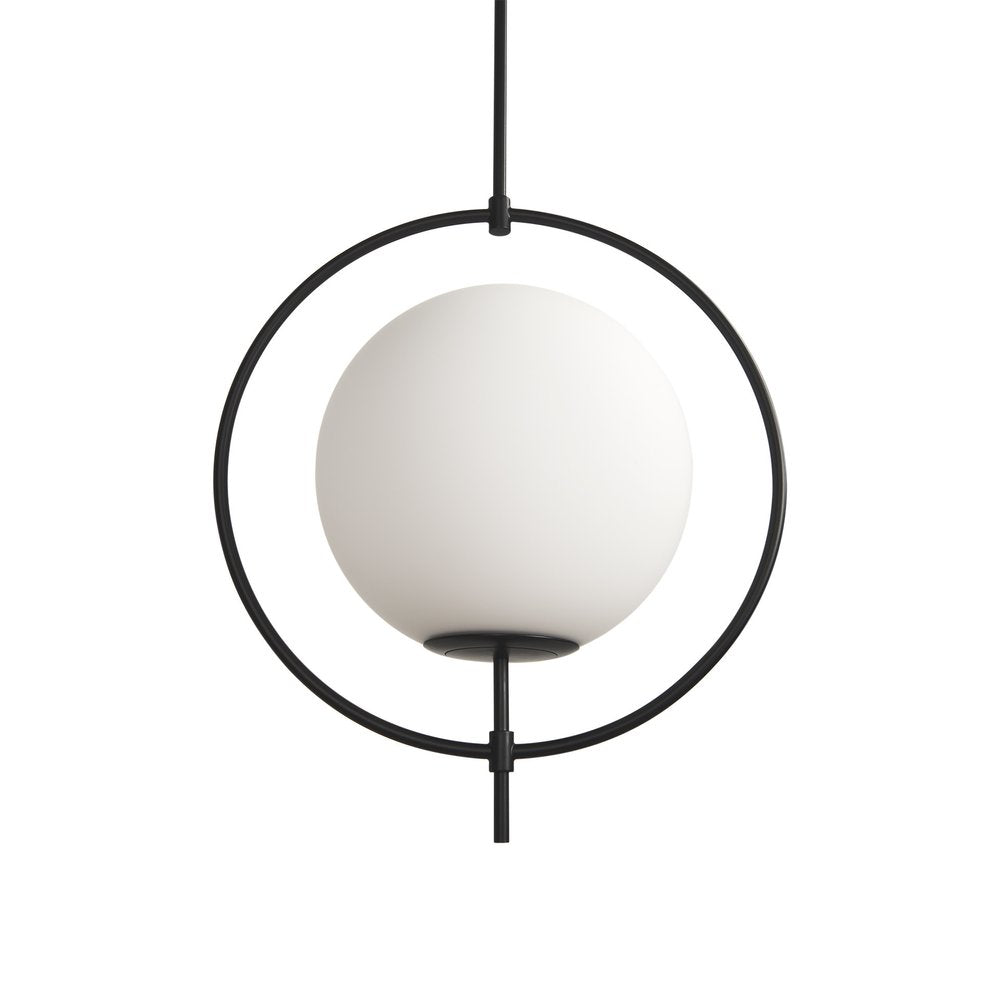 Black And White Single Metal Dimmable Ceiling Light With White Shades — view 3