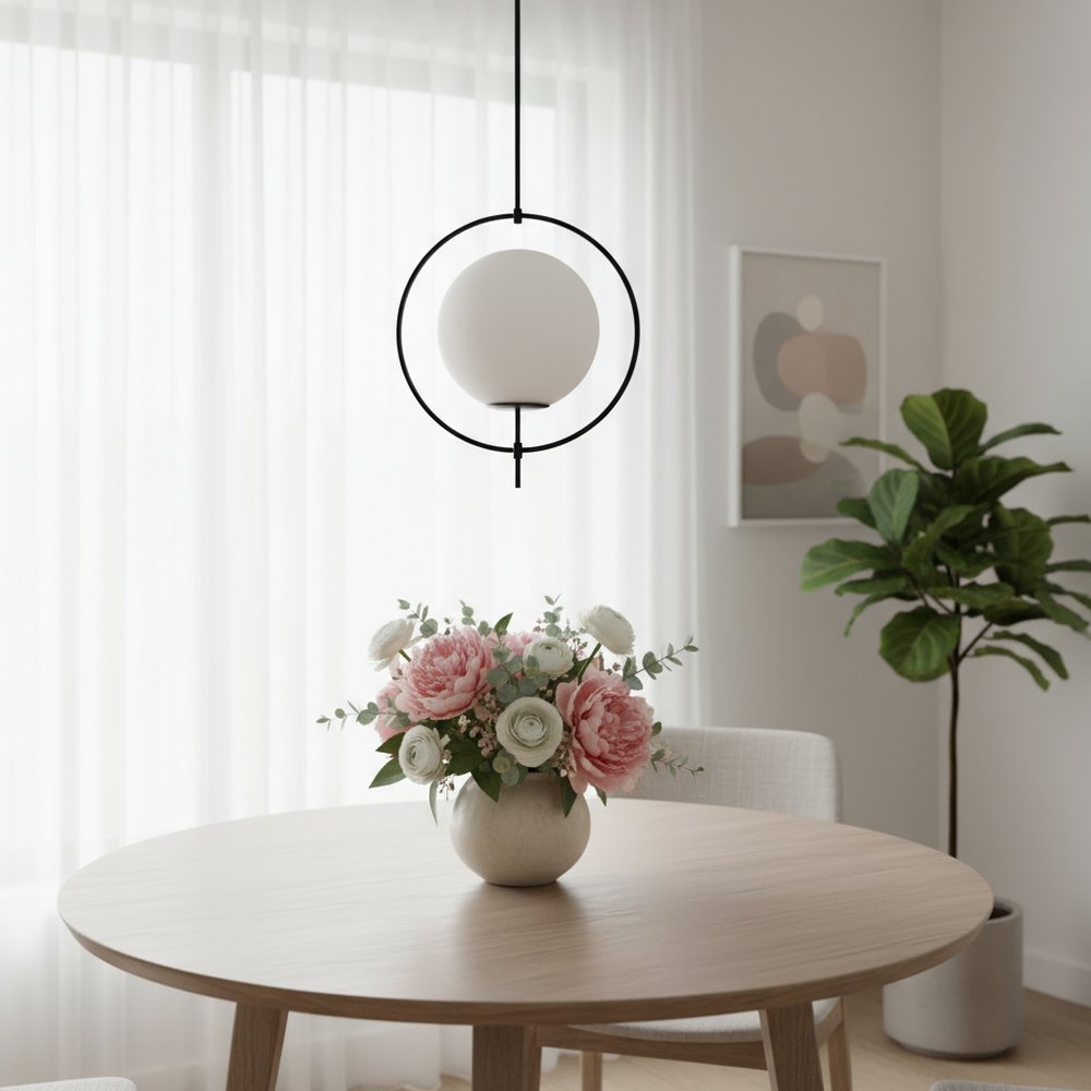 Black And White Single Metal Dimmable Ceiling Light With White Shades HomeRoots