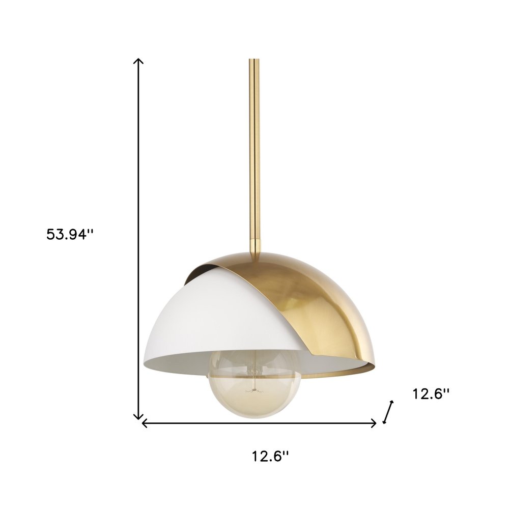 Brass And White Single Metal Dimmable Ceiling Light With White Shades HomeRoots