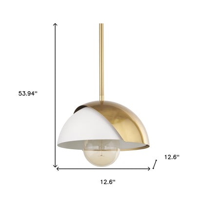 Brass And White Single Metal Dimmable Ceiling Light With White Shades HomeRoots