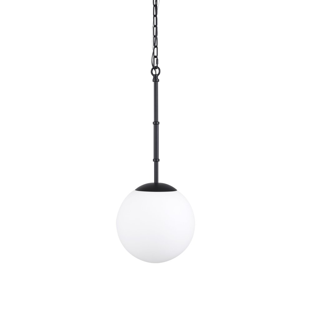 Black And White Single Metal Dimmable Ceiling Light With White Shades — view 1