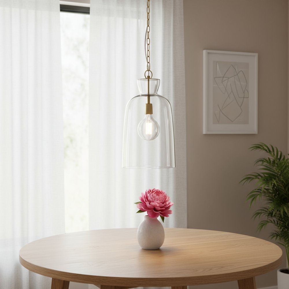 Clear Single Glass Dimmable Ceiling Light With Clear Shades — view 2