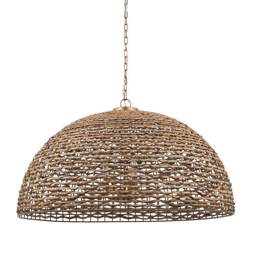 Brown Single Rattan Dimmable Ceiling Light With Brown Shades — view 1