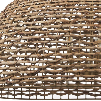 Brown Single Rattan Dimmable Ceiling Light With Brown Shades