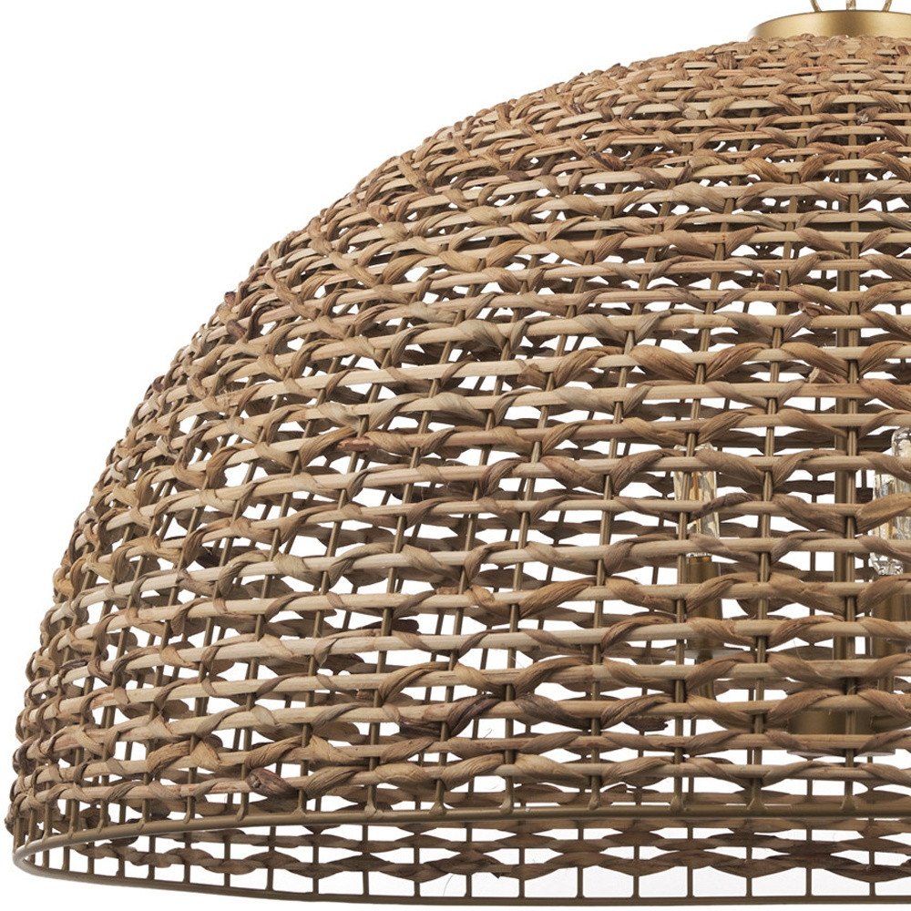 Brown Single Rattan Dimmable Ceiling Light With Brown Shades — view 3