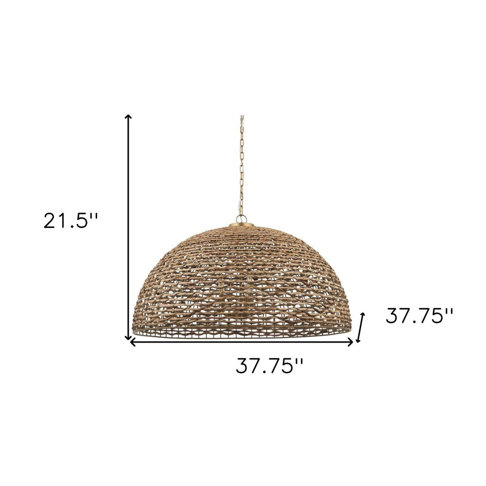 Brown Single Rattan Dimmable Ceiling Light With Brown Shades — view 4