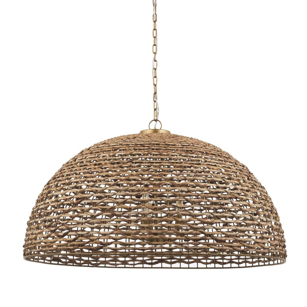 Brown Single Rattan Dimmable Ceiling Light With Brown Shades — view 6