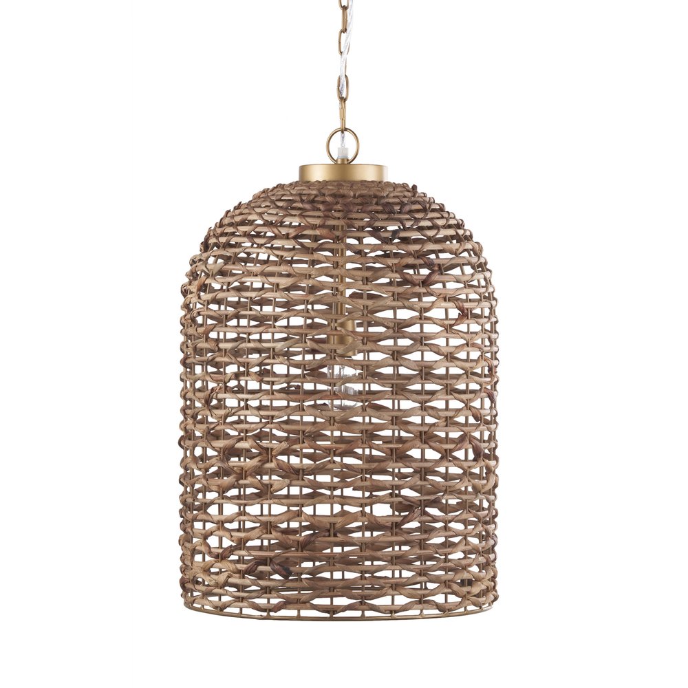 Brown Watergrass Rattan Dimmable Single Pendant Light — view 1