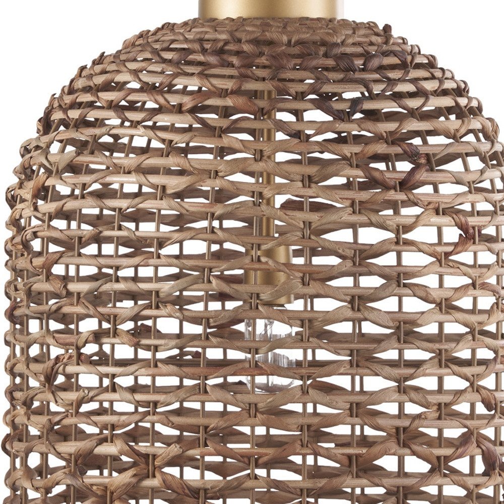 Brown Watergrass Rattan Dimmable Single Pendant Light — view 3