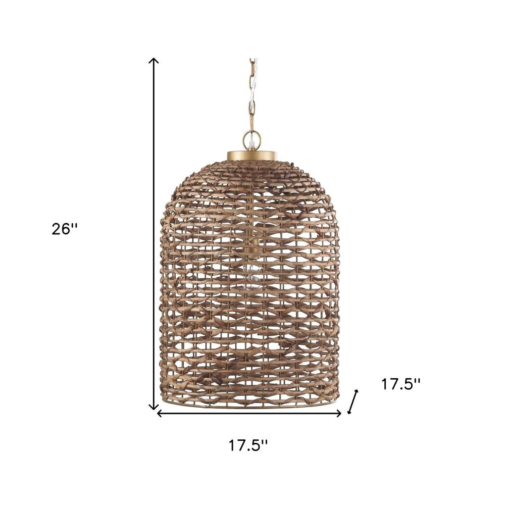 Brown Watergrass Rattan Dimmable Single Pendant Light HomeRoots