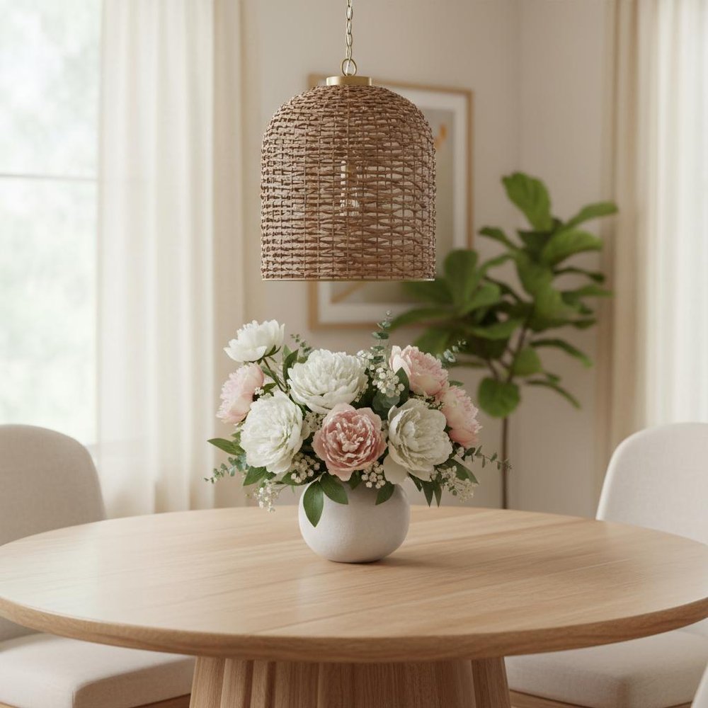 Brown Watergrass Rattan Dimmable Single Pendant Light — view 5