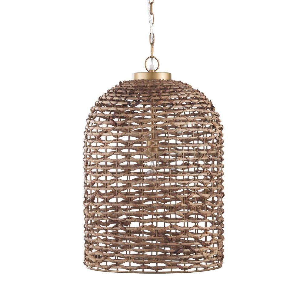 Brown Watergrass Rattan Dimmable Single Pendant Light — view 7