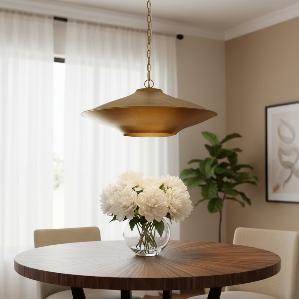 Gold Single Metal Dimmable Ceiling Light With Gold Shades — view 5