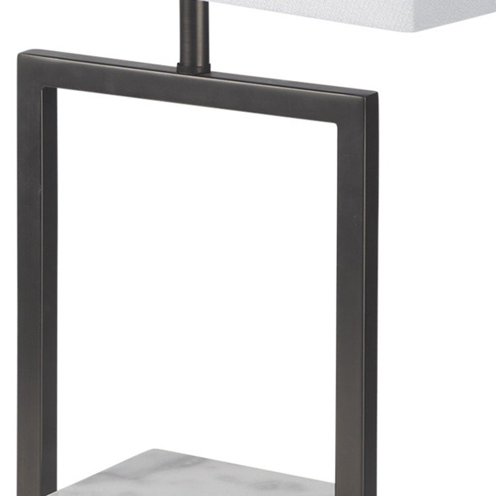 26" Gray Square Bedside Lamp With Shade — view 3