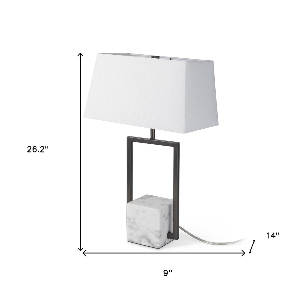 26" Gray Square Bedside Lamp With Shade — view 4