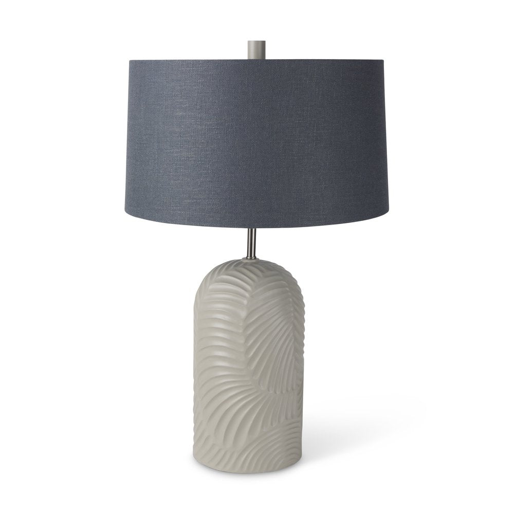 29" Beige Round Bedside Lamp With Drum Shade — view 1