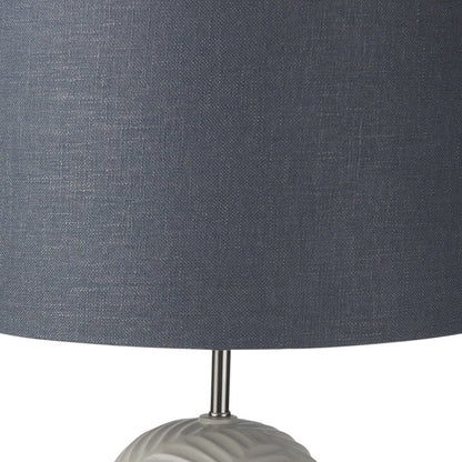 29" Beige Round Bedside Lamp With Drum Shade