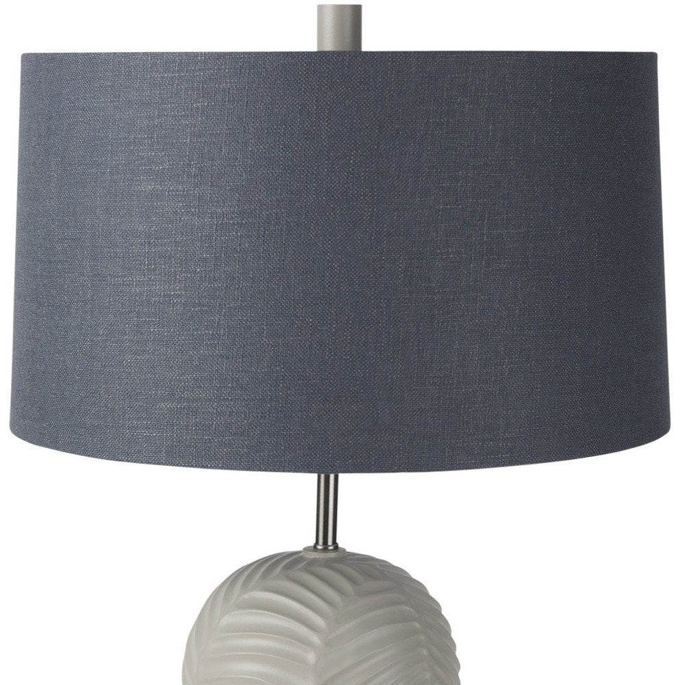 29" Beige Round Bedside Lamp With Drum Shade — view 3