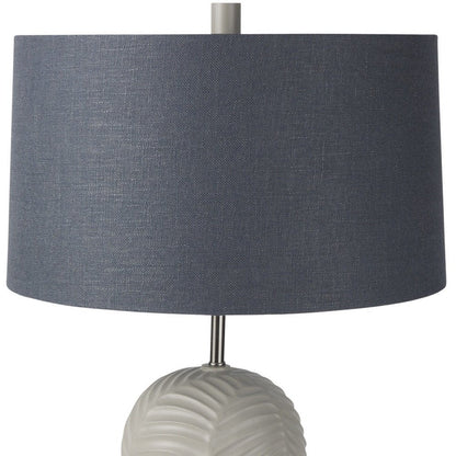 29" Beige Round Bedside Lamp With Drum Shade