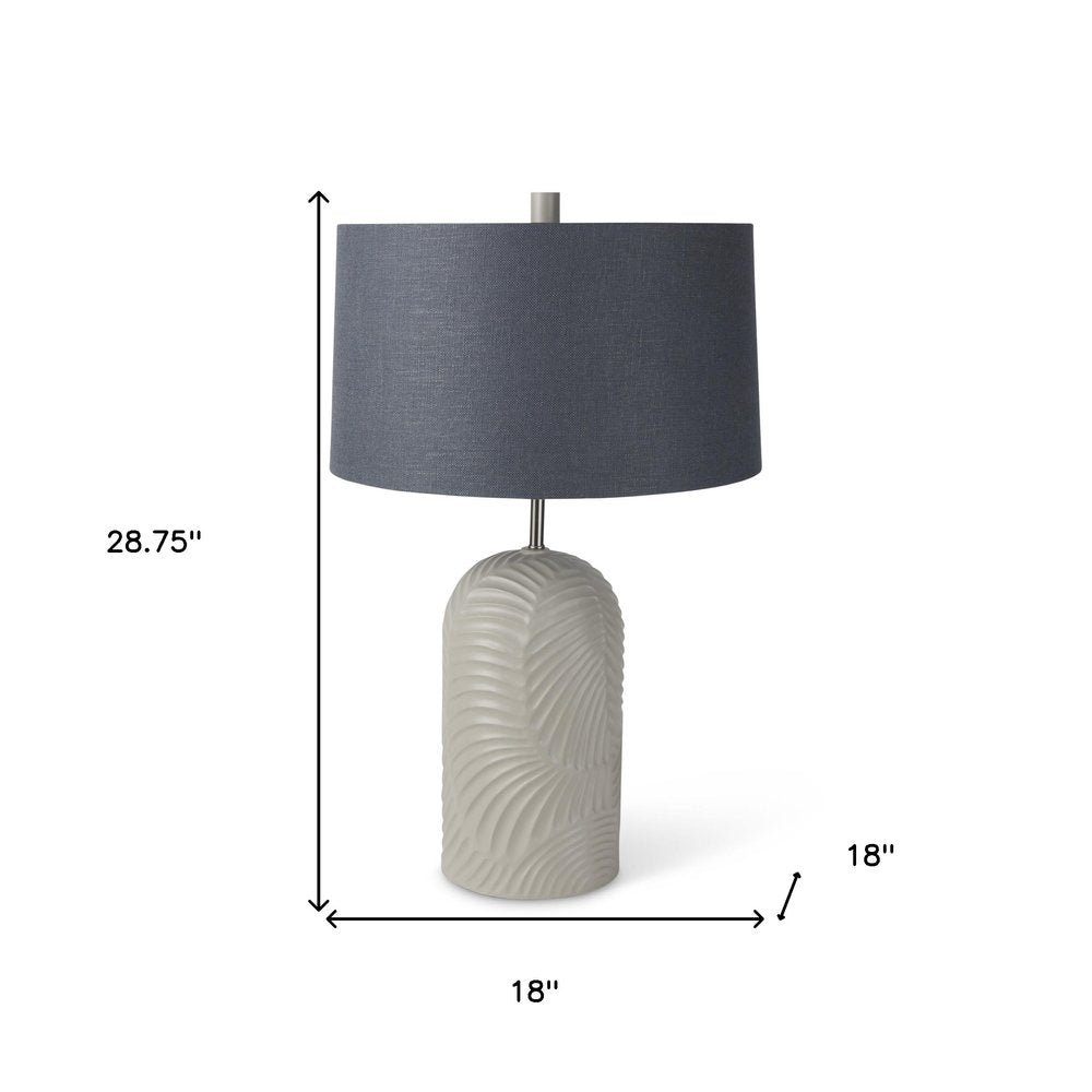 29" Beige Round Bedside Lamp With Drum Shade — view 4