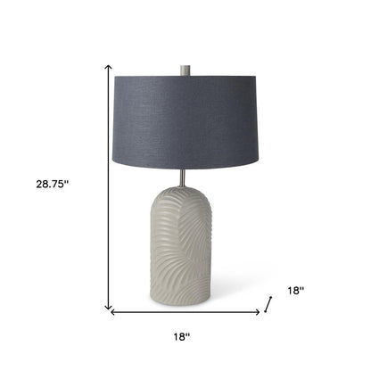 29" Beige Round Bedside Lamp With Drum Shade