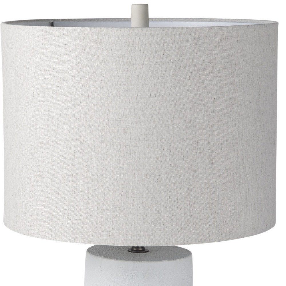 28" White Round Bedside Lamp With Drum Shade — view 3