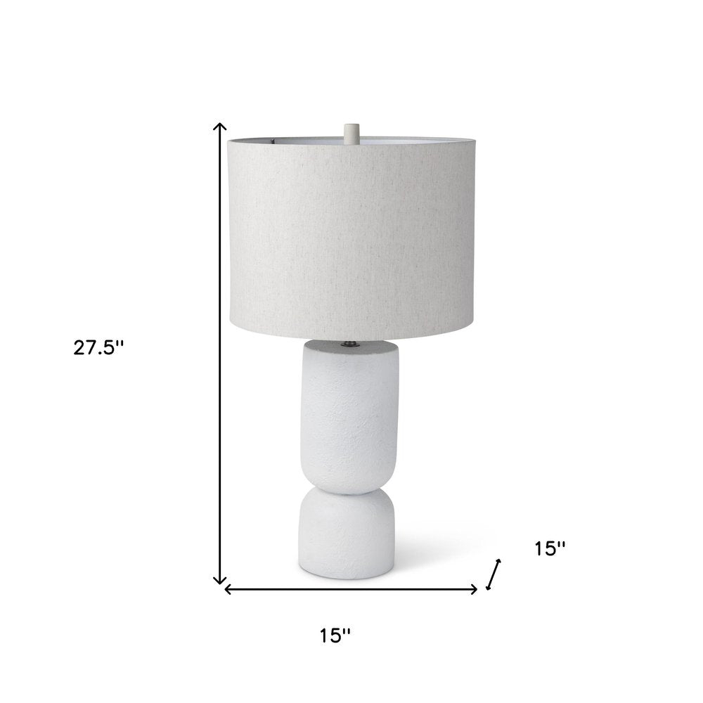 28" White Round Bedside Lamp With Drum Shade — view 4